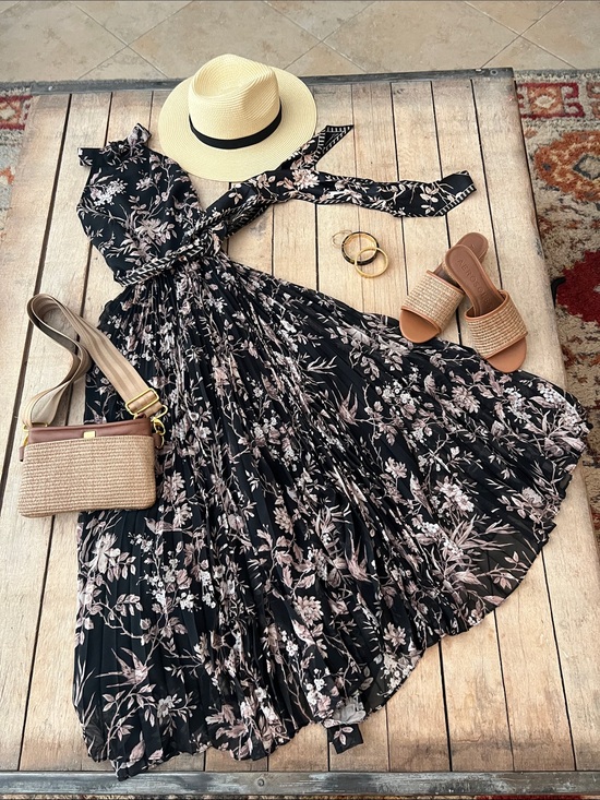Zimmermann Dresses & Skirts - ZIMMERMAN Black and Beige Floral Halter Maxi Dress (PETITE)
